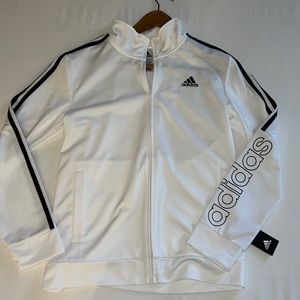 Adidas tricot white jacket L(14/16) NWT
